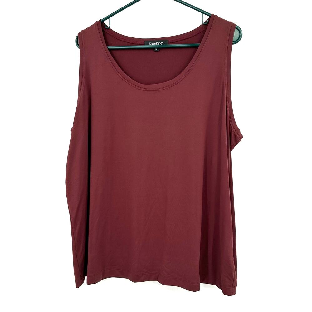 Karen Kane Size 1X Tank Top Red Maroon Stretch Undershirt Layers Everyday Basic